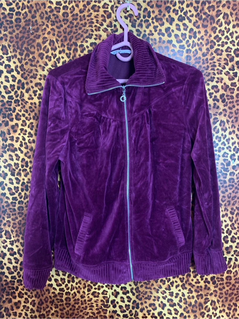cleo Plum Velvet Zip-Front Bomber Jacket
